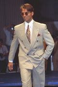 488029 Sand Double breasted Suit A4 Photo Print