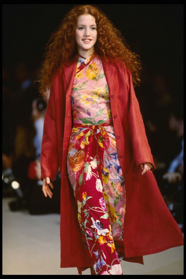 488076 Printed Silk Wrap, Sari Dress, Red Coat A4 Photo Print