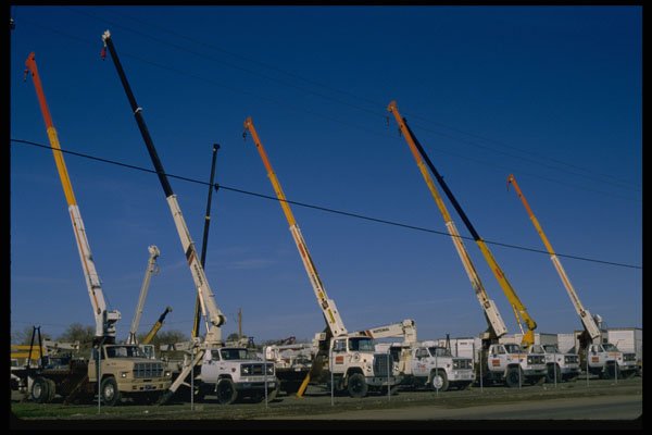 489027 Mobile Cranes On Trucks A4 Photo Print