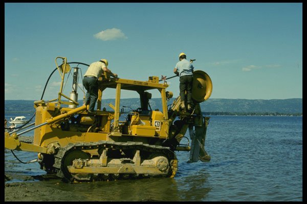 489041 Plough In Water, Two Men A4 Photo Print
