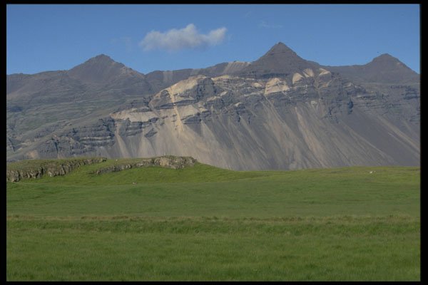 490087 Green Fields And Mountains, Stokksnes, Iceland A4 Photo Print