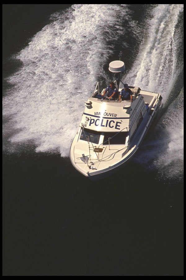 491020 Police Launch In Vancouver Harbor, Canada A4 Photo Print