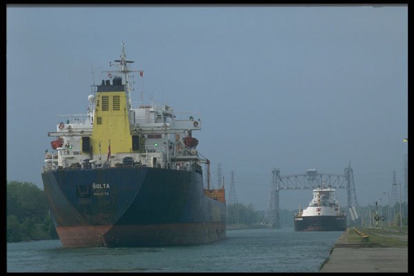 491059 Saltie Approaching Laker, Welland Canal A4 Photo Print