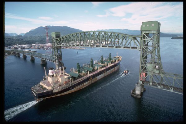 491067 Ship Passing Rail Lift Bridge A4 Photo Print