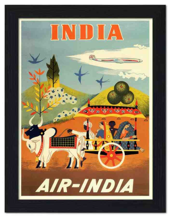 492 air india poster 1950s 2 Vintage Advert A4 Photo Print