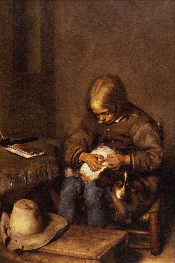 492027 Boy Fleaing His Dog , Gerard Terborch A4 Photo Print
