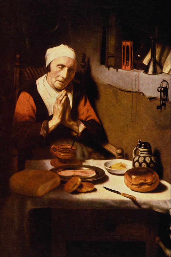 492034 An Old Woman Praying , Nicolaes Maes A4 Photo Print