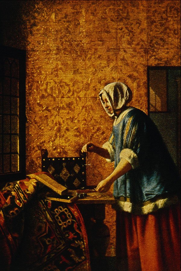 492039 Woman Weighing Gold , Pieter De Hooch A4 Photo Print