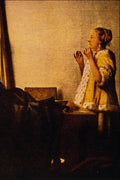 492044 The Pearl Necklace , Jan Vermeer Van Delft A4 Photo Print