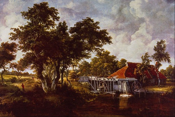492050 The Watermill With The Red Roof , Meindert Hobbema A4 Photo Print