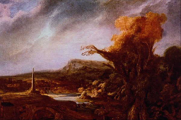 492057 Landscape With Obelisk , Rembrandt Harmenszoon Van Rijn A4 Photo Print