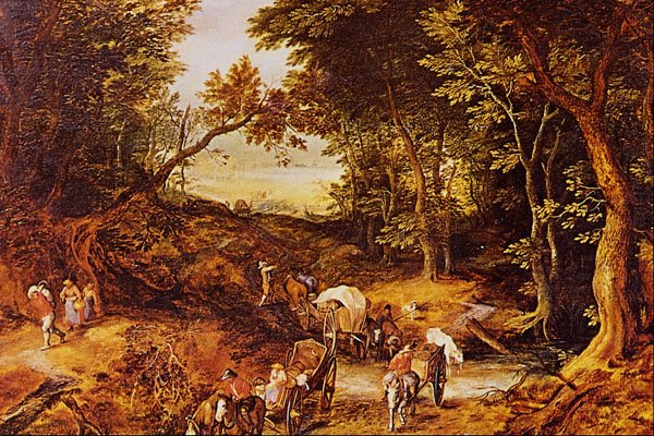 492066 Wooded Landscape With A Wagon Train , Jan Brueghel A4 Photo Print