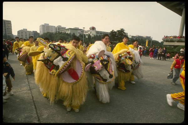 493002 Lion Dance Performers, Taipei, Taiwan A4 Photo Print