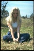 494040 Woman Sitting In Field A4 Photo Print