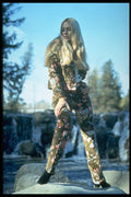 494047 Woman Posing On Rock At Waterfall A4 Photo Print