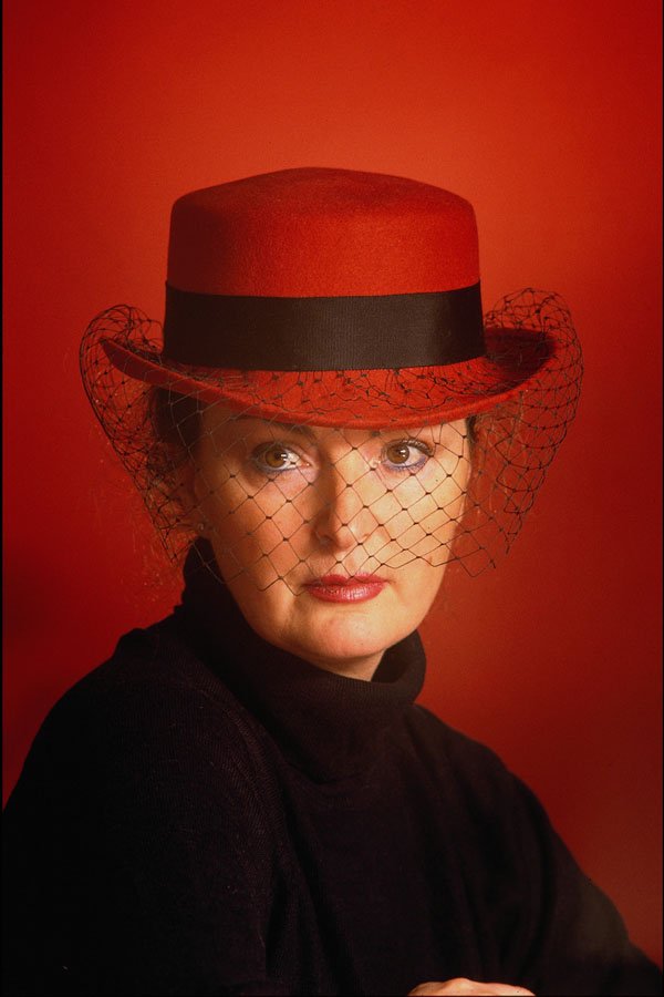 494075 Woman In Red Hat And Veil A4 Photo Print