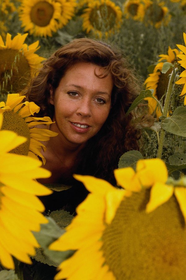 494084 Girl With Sunflowers A4 Photo Print