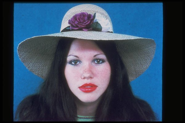 494095 Black haired Girl With Straw Hat A4 Photo Print