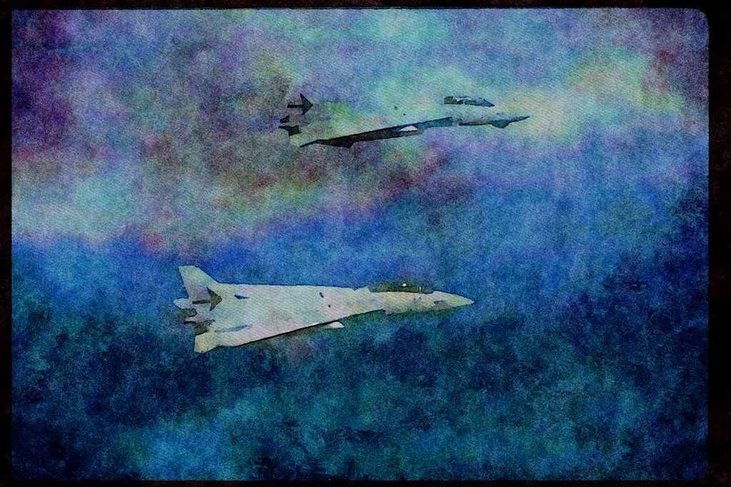 496016 Two F 14 Tomcats In Flight A4 Limited Edition Watercolour Print