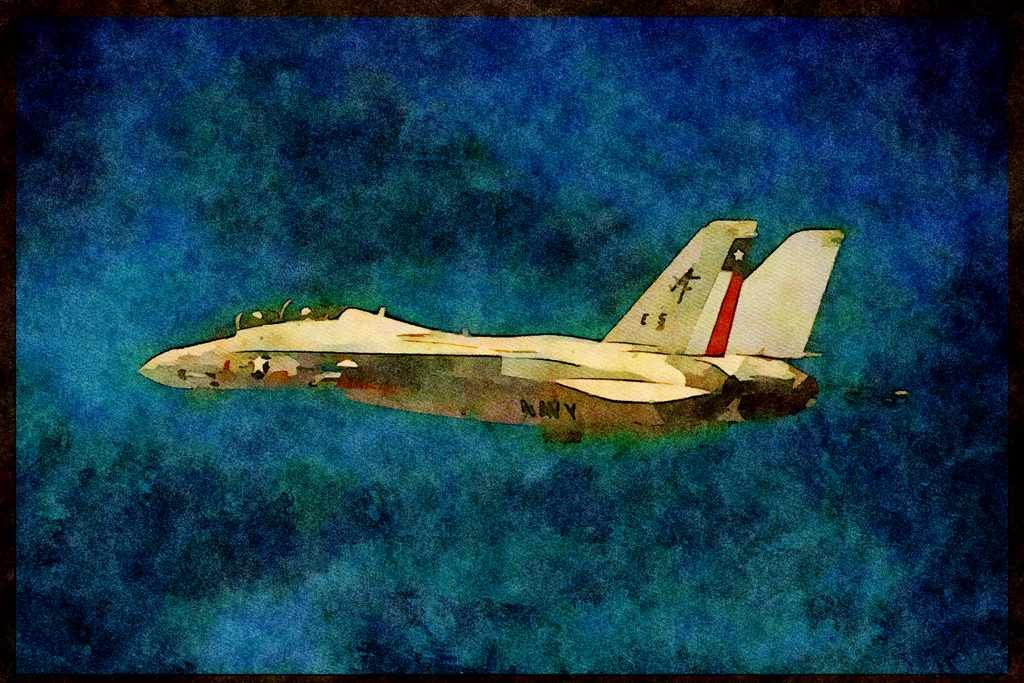 496018 F 14 Tomcat In Flight A4 Limited Edition Watercolour Print