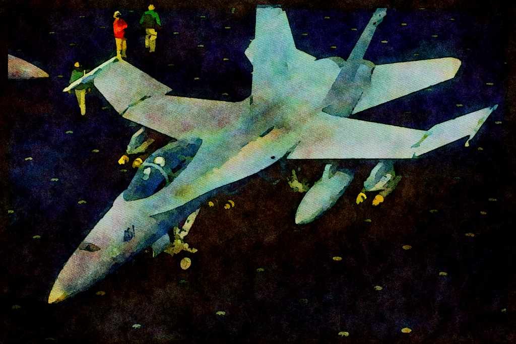 496020 FA 18 On Deck With Bombs A4 Limited Edition Watercolour Print