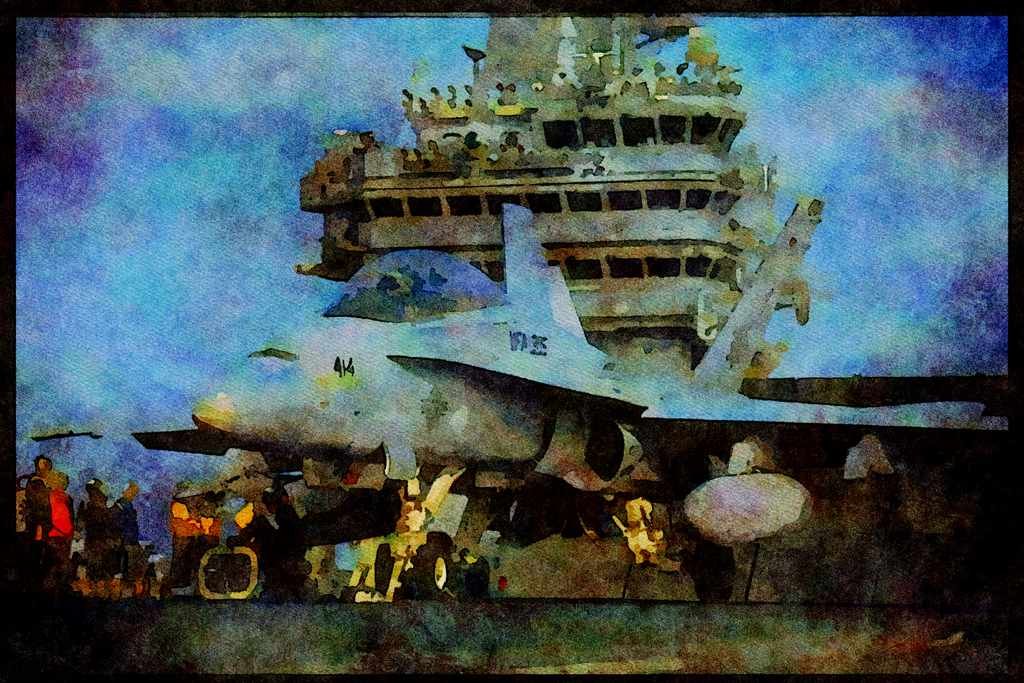 496021 FA 18 Hornet About To Launch A4 Limited Edition Watercolour Print