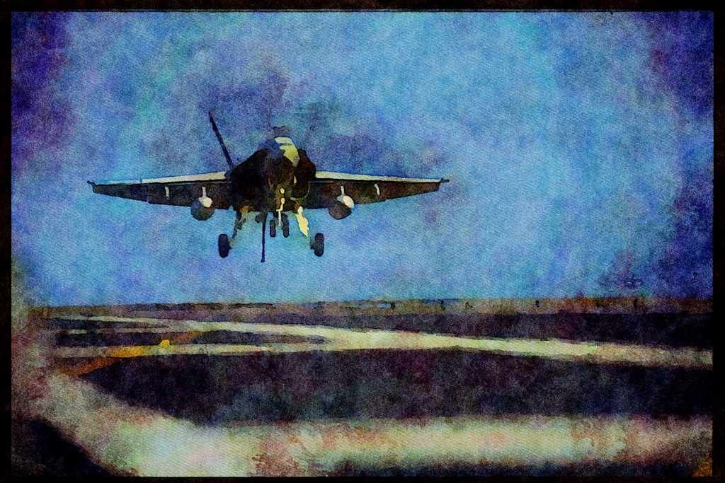 496022 FA 18 Hornet About To Land A4 Limited Edition Watercolour Print