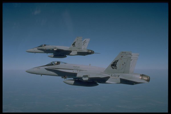 496023 Two FA 18 Hornets In Formation A4 Photo Print