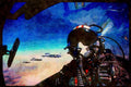 496026 F 14 Pilot With Three F 14s On Wing A4 Limited Edition Watercolour Print