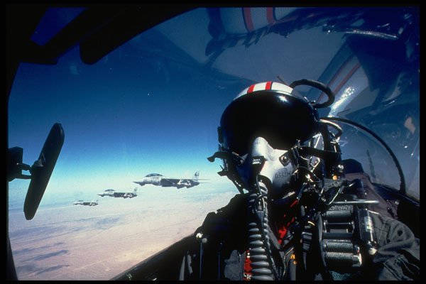 496026 F 14 Pilot With Three F 14s On Wing A4 Photo Print