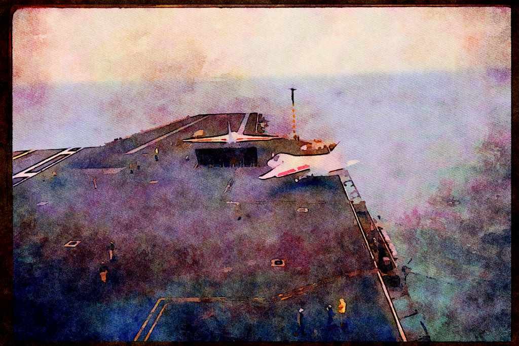 496036 Two S 3 Vikings About To Launch A4 Limited Edition Watercolour Print