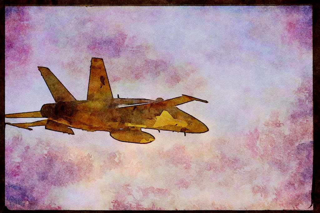 496061 FA 18 With Missile Under Wing A4 Limited Edition Watercolour Print