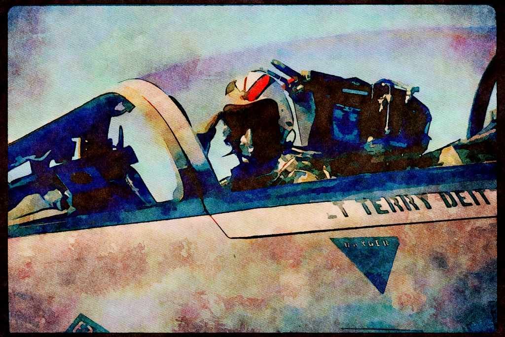 496069 F 14 Pilot Salutes Prior To Launch A4 Limited Edition Watercolour Print