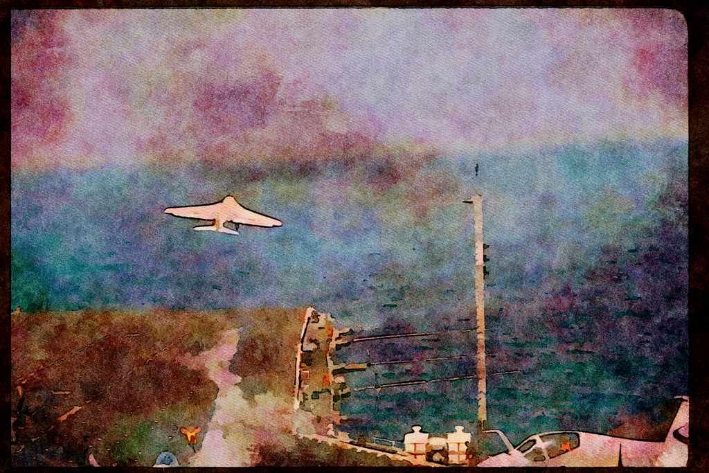 496076 A 6 Launches Out Over The Pacific Ocean A4 Limited Edition Watercolour Print
