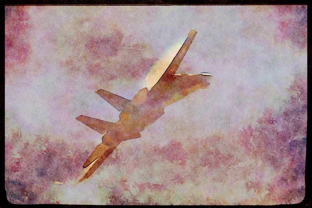 496081 F 14 Tomcat In Full Afterburner A4 Limited Edition Watercolour Print