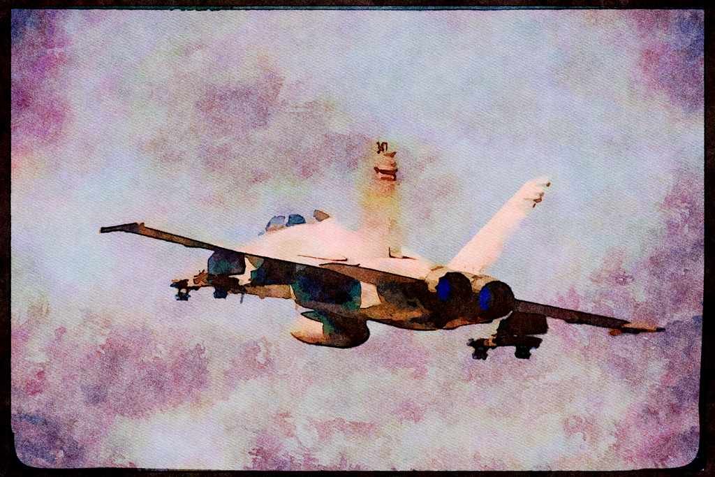 496084 FA 18 Takes Off In Afterburner A4 Limited Edition Watercolour Print