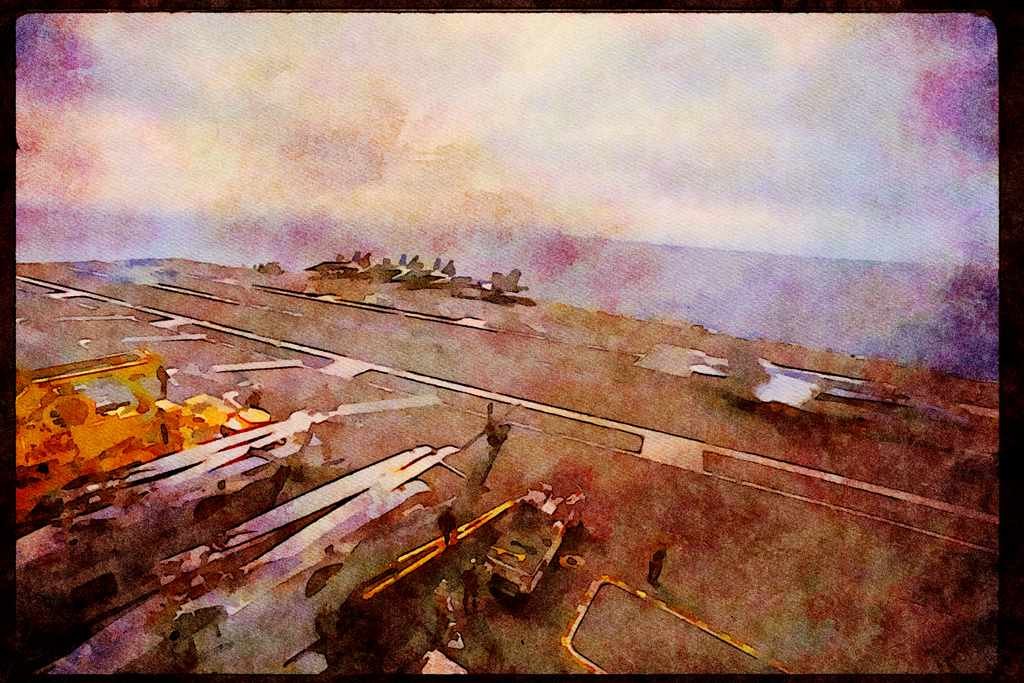 496085 FA 18 Lands On The USS Nimitz A4 Limited Edition Watercolour Print