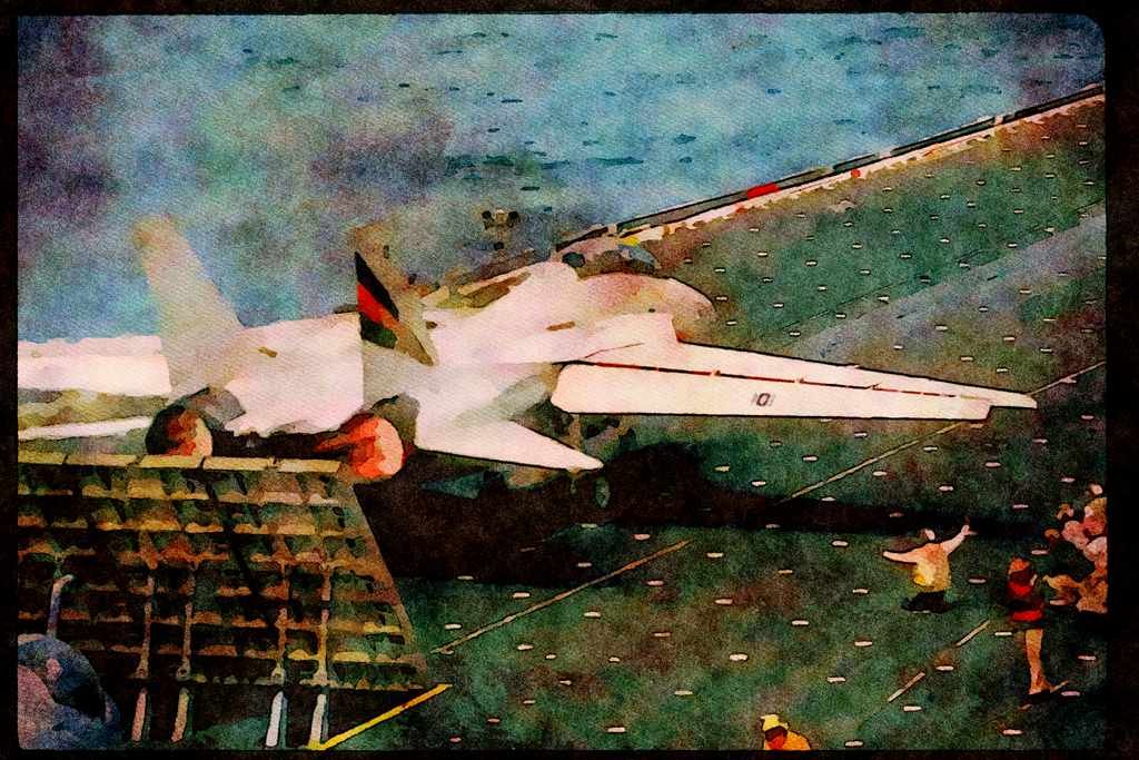 496087 F 14 Tomcat Runs Up To Full Afterburner Prior To Launch A4 Limited Edition Watercolour Print