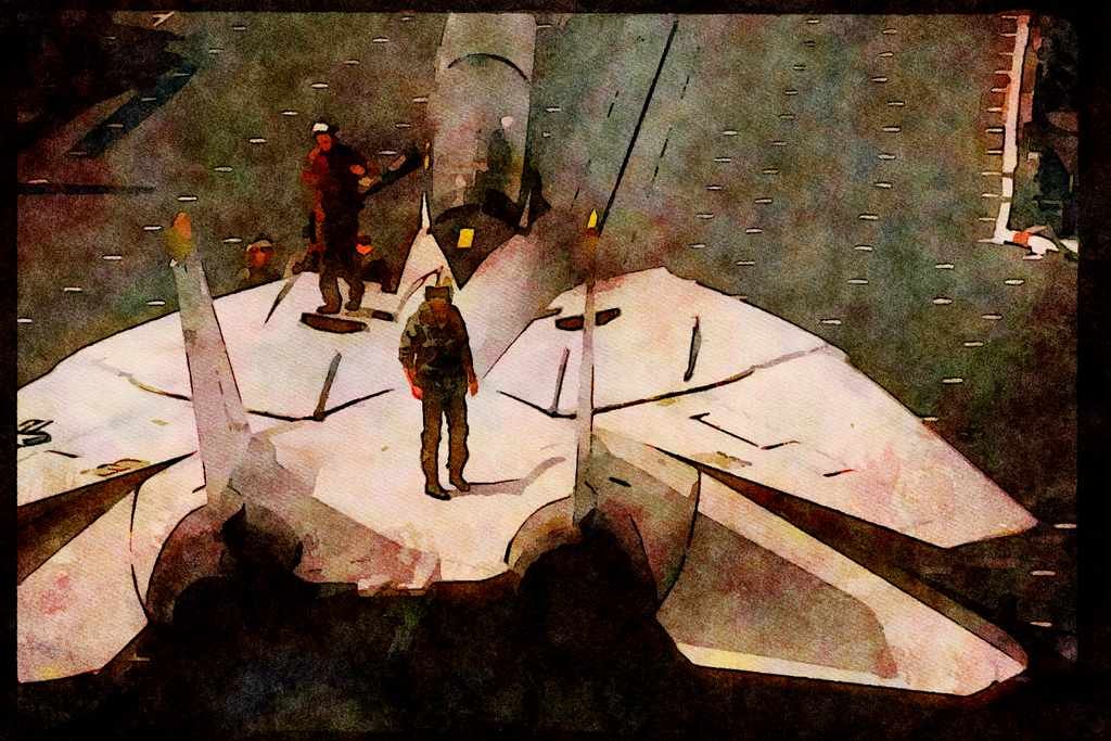 496090 F 14 Pilot Checks His Aircraft Prior To A Flight A4 Limited Edition Watercolour Print