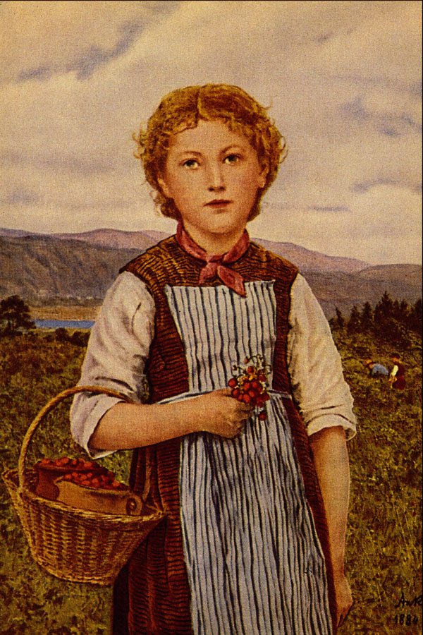 498077 The Strawberry Girl , Albert Anker A4 Photo Print