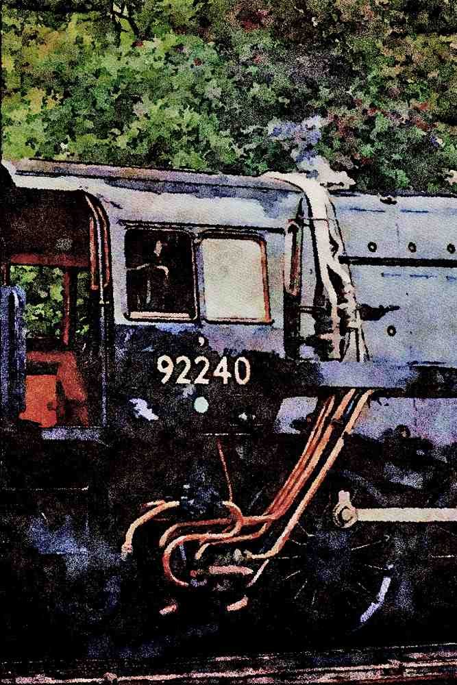 499021 92240 Class 9F At Sheffield Park A4 Limited Edition Watercolour Print