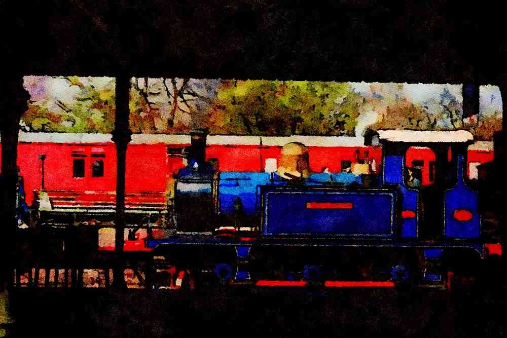499029 Bluebell At Horsted Keynes Station A4 Limited Edition Watercolour Print