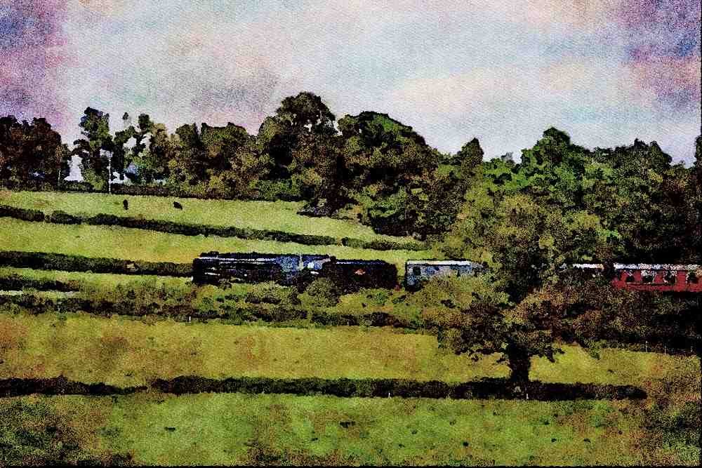 499049 9F 2 10 0 Bluebell Railway A4 Limited Edition Watercolour Print