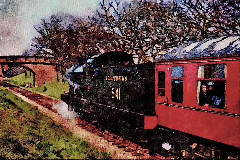 499065 Q Class No. 541 Near Freshfield Bank On The Bluebell Railway A4 Limited Edition Watercolour Print