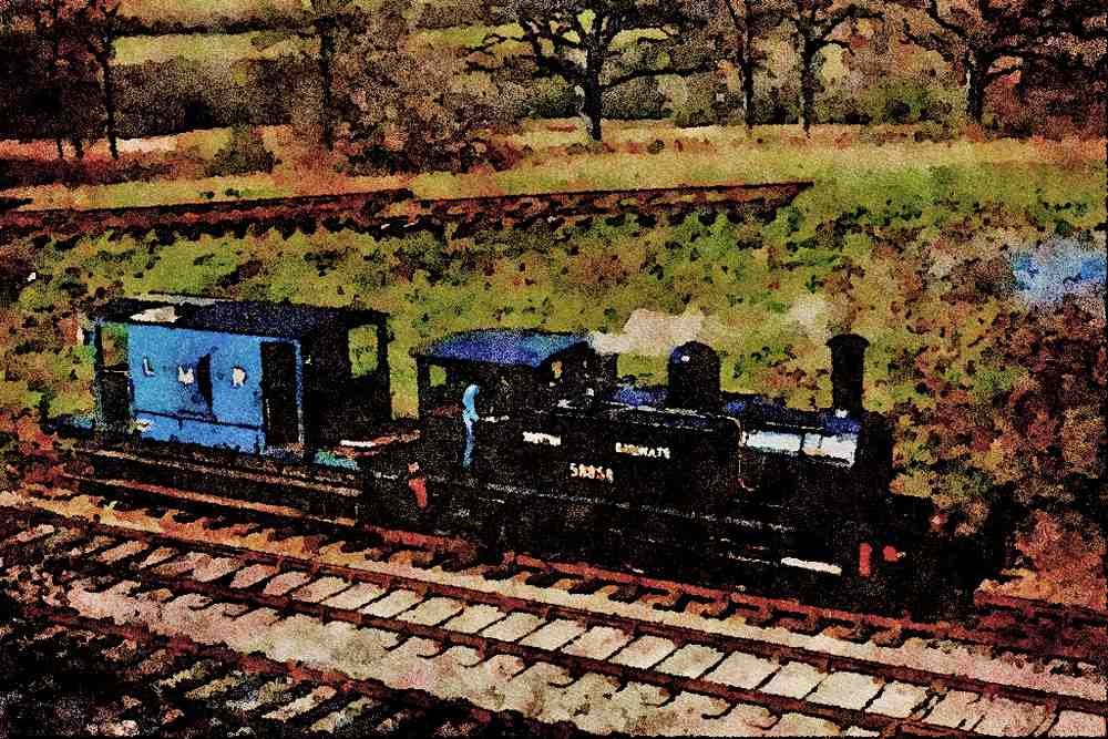499074 North London Tank At Horsted Keynes On The Bluebell Railway A4 Limited Edition Watercolour Print