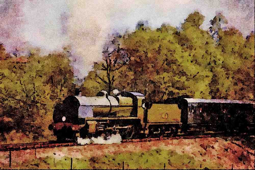 499075 U Class No. 1618 Near Horsted Keynes On The Bluebell Railway A4 Limited Edition Watercolour Print