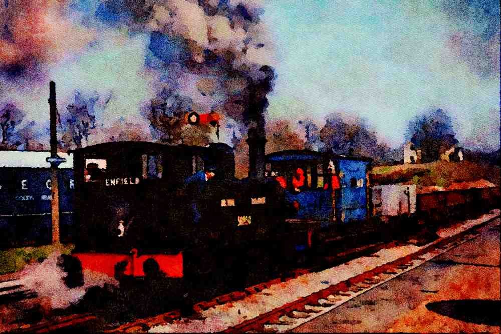 499081 NLR Dock Tank 58850 At Horsted Keynes Station A4 Limited Edition Watercolour Print