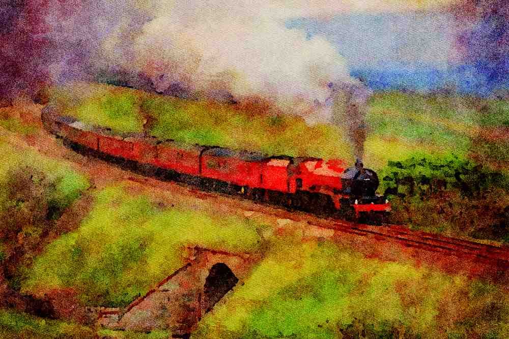 499098 Steam Train A4 Limited Edition Watercolour Print