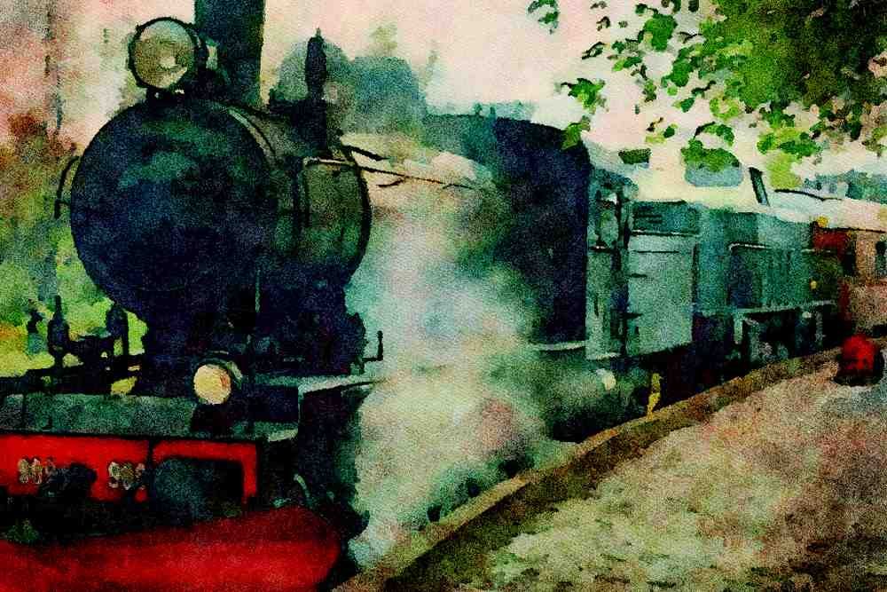 499099 Steam Train Excursion A4 Limited Edition Watercolour Print