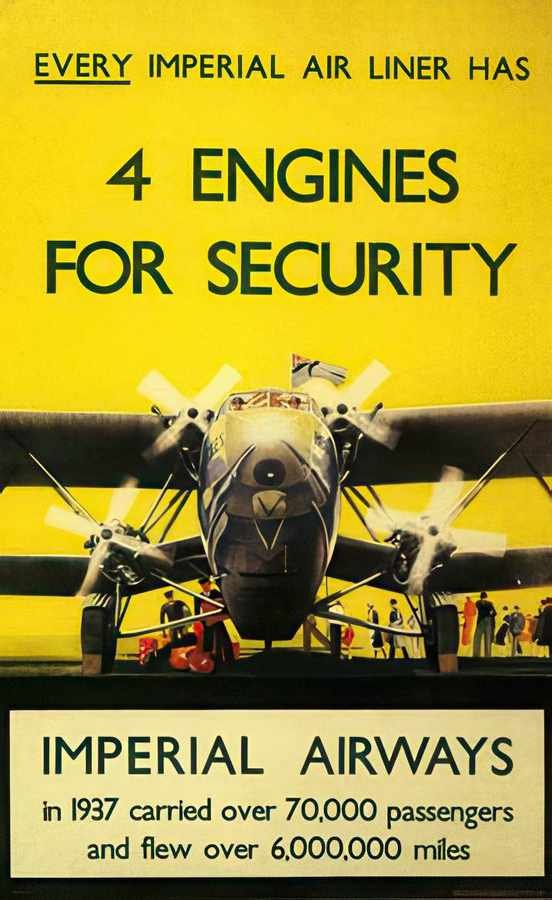 4H Imperial Airways Vintage Advert A4 Photo Print